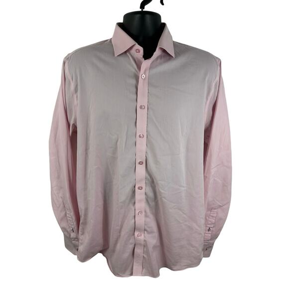 Twillory Pink Performance Fabric Long Sleeve Button Up Size 16.5 - Picture 1 of 12